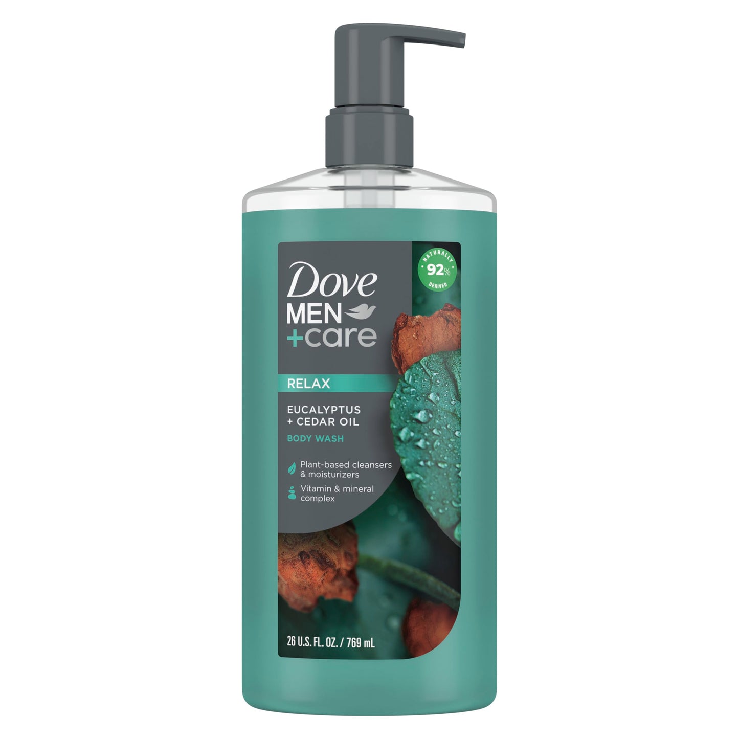 DOVE MEN + CARE Shower Tool For Stronger, Healthy-Feeling Skin Active Clean Scrubs and Exfoliates Body Wash Eucalyptus + Cedar Oil to Rebuild Skin in the Shower