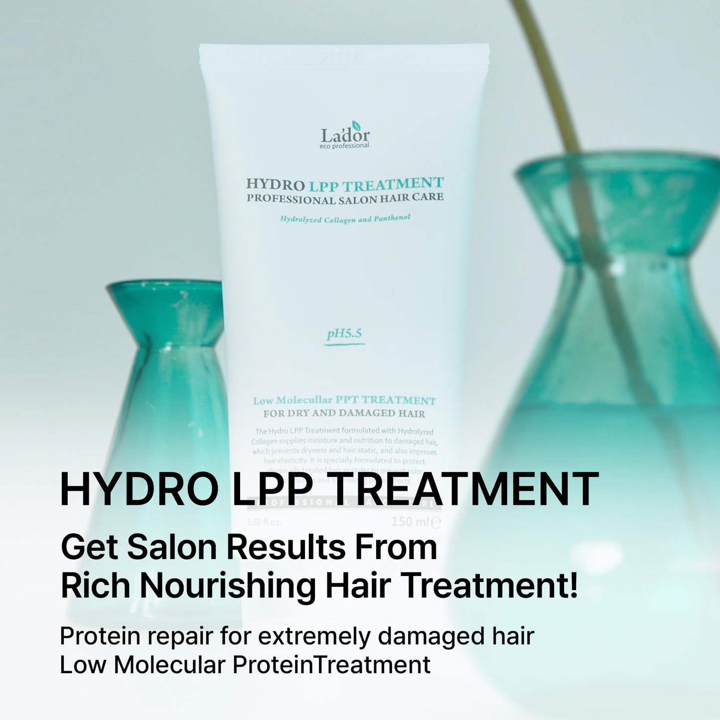 LA'DOR LADOR Hydro LPP Keratin Hair Treatment - Anti Frizz Conditioner Mask for Dry, Damaged, Color Treated, Gray Hair - Hydrolyzed Collagen (1. 17.9 Fl Oz)