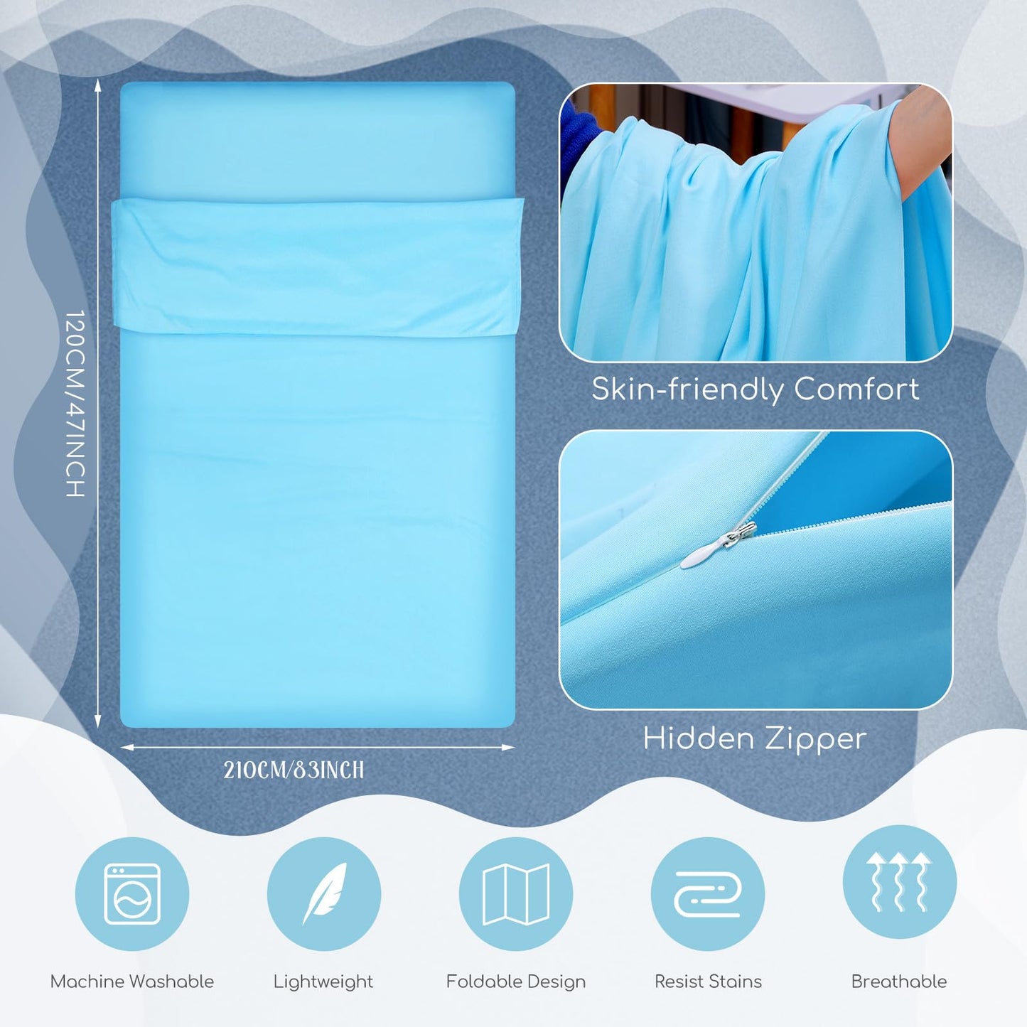 Irenare 2 Pcs Tan Sleep Sack Reusable Body Self Tanners Lightweight Breathable Sleeping Sac Protect Sheets from Dark Tanner for Bed Travel Sleeping Bag(Pink, Blue)