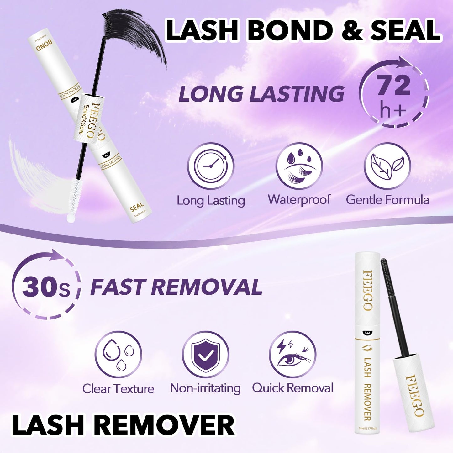 FEEGO Lash Extension Kit 100D/ 200D Fluffy 10-20MM D Curl Lash Clusters Eyelash 160pcs Extension Kit Individual Lashes with Lash Bond and Seal Lash Remover Lash (100D LASH KIT)