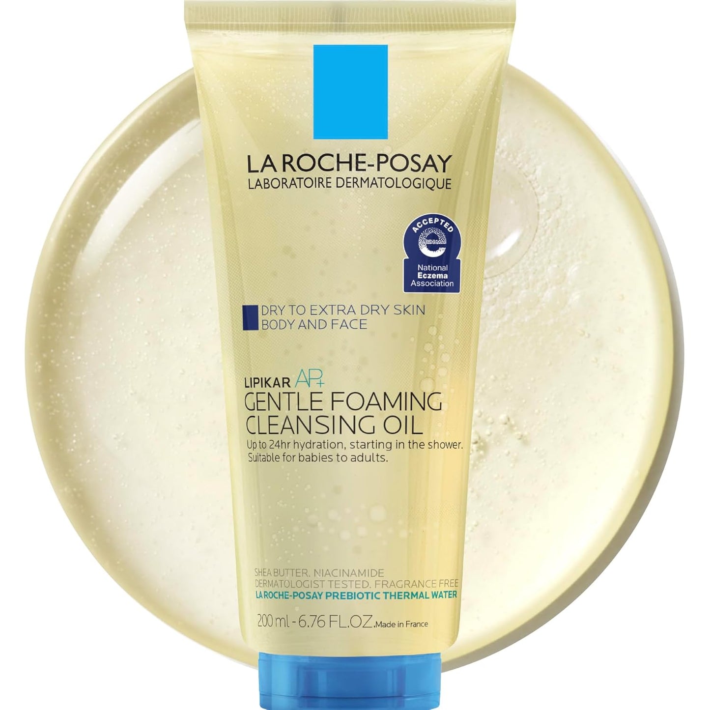 La Roche-Posay Lipikar AP+ Gentle Foaming Cleansing Oil - Hydrating Face & Body Cleanser with Niacinamide | Fragrance-Free, Soap-Free