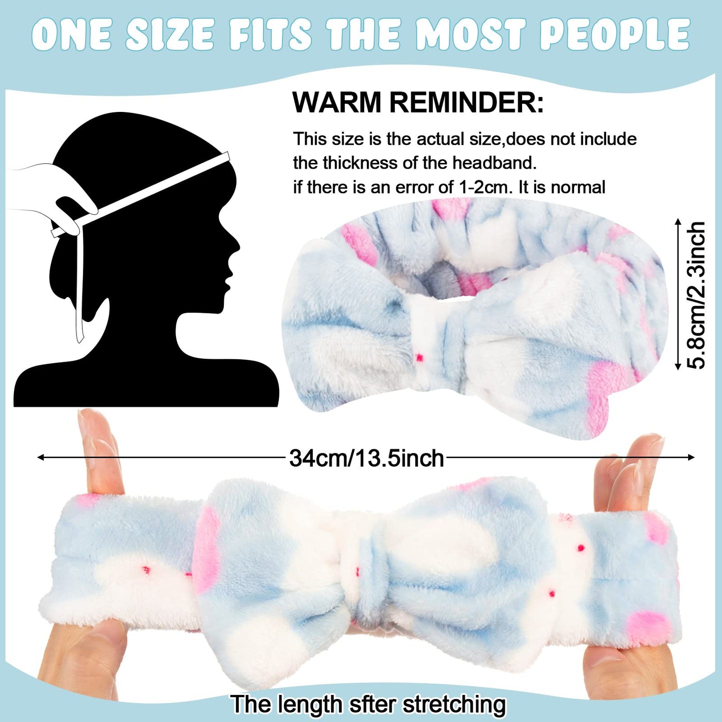Yunsailing 36 Pcs Spa Headbands Bulk for Women Makeup Headband for Washing Face Adjustable Bow Flannel Towel Head Wraps for Shower Skincare Hairband for Yoga Gift for Women Spa Salon