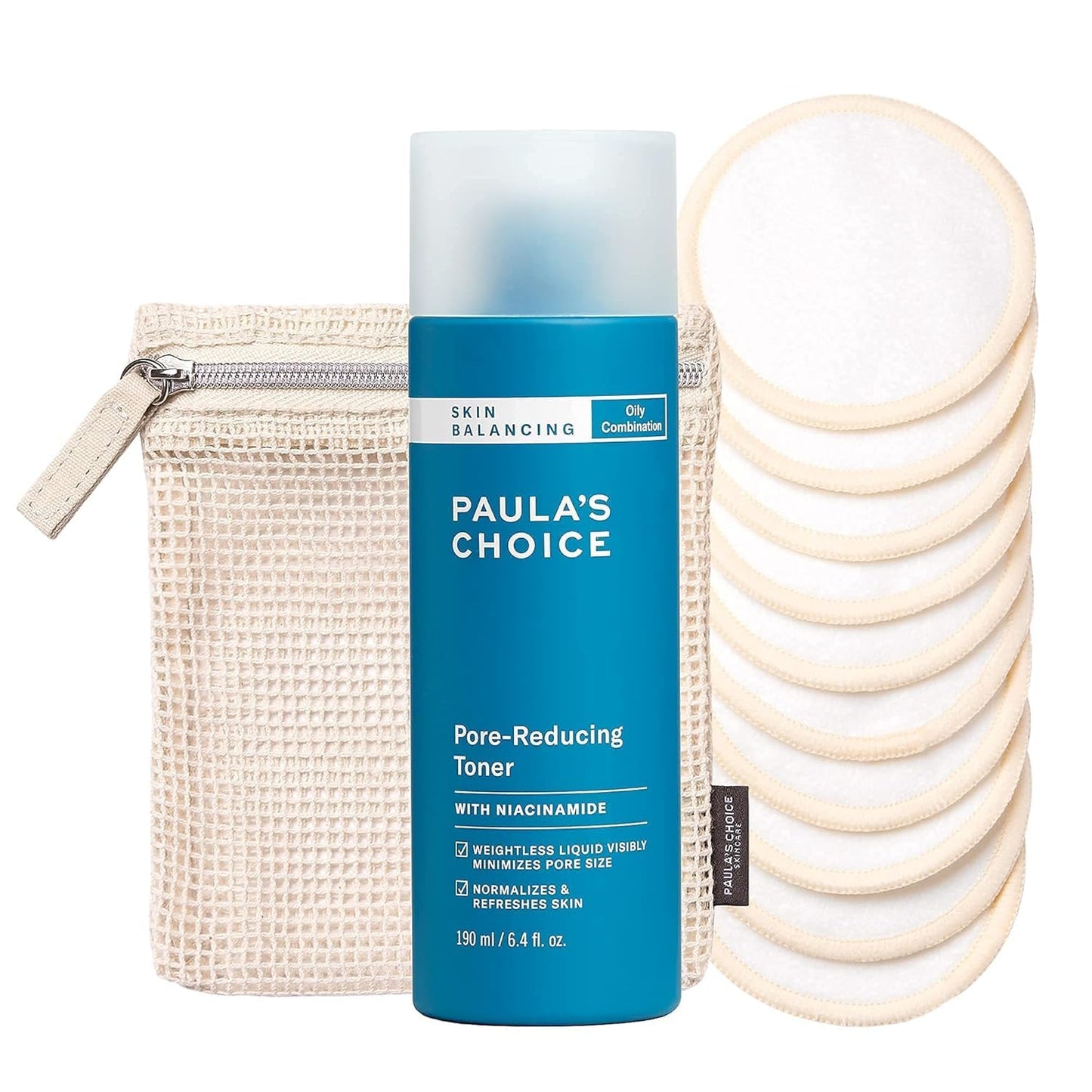 Paula's Choice Pore-Reducing Toner & Eco-Friendly Reusable Cotton Pads Duo | Fragrance-Free, Set of 2