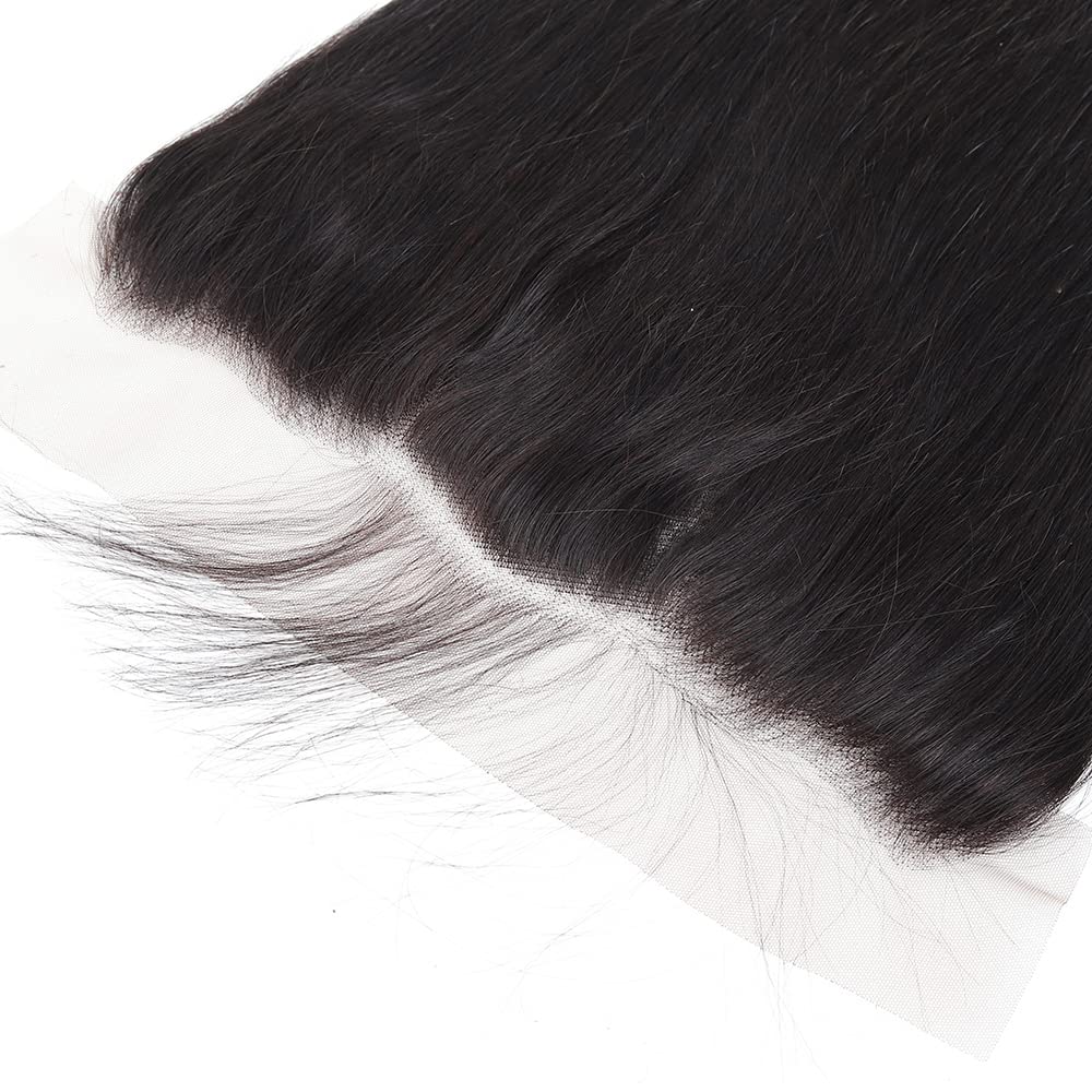 Winky cool lace Frontal Closure 13x4 Ear To Ear Transparent Lace Frontal 16 Inch 12A Brazilian Straight Frontal Human Hair Transparent Frontal Closure 150% Density Natural Hairline Pre Plucked with