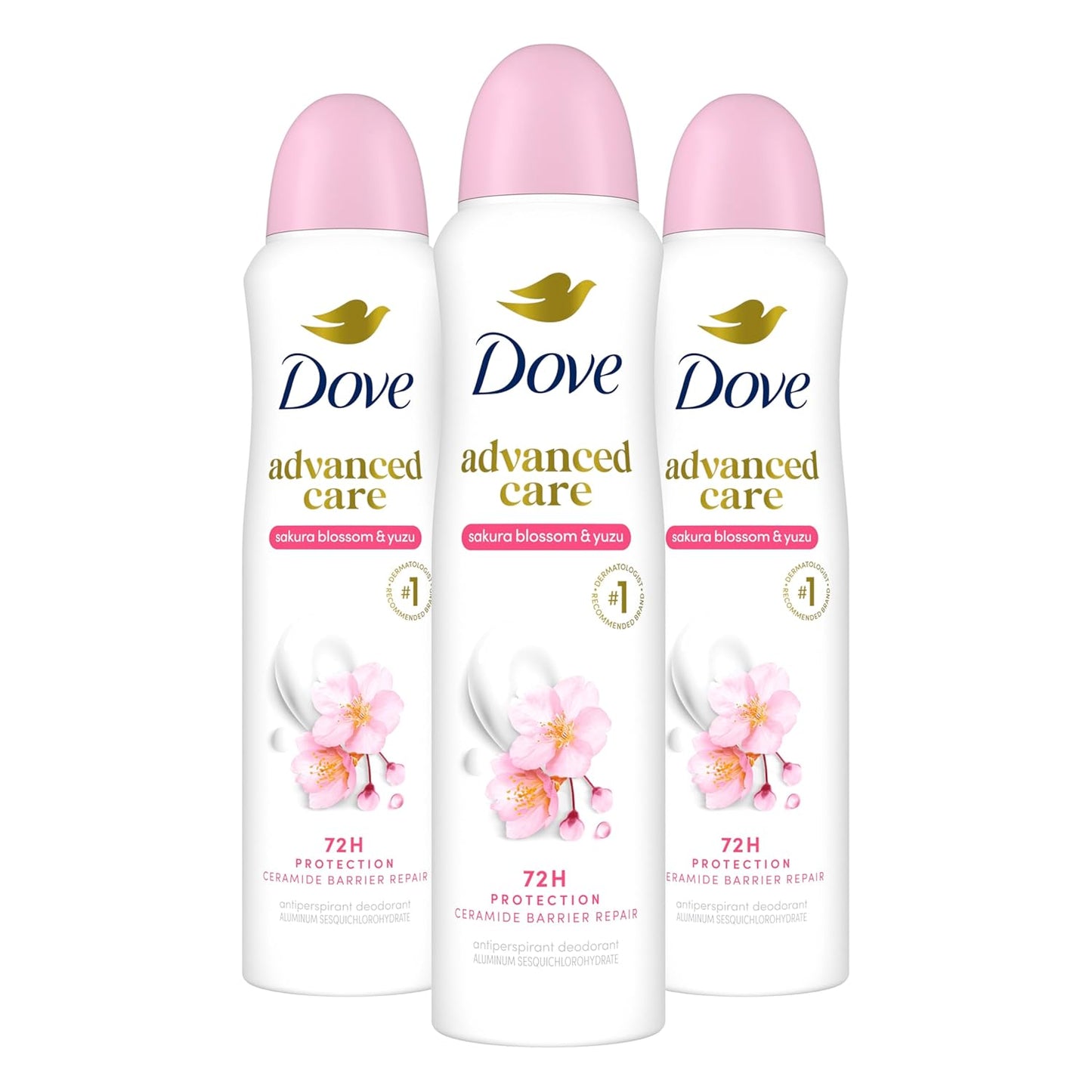 Dove Antiperspirant Deodorant Spray for Women - Sakura Blossom & Yuzu | 72-Hour Protection, 3 Pack, 3.8 oz