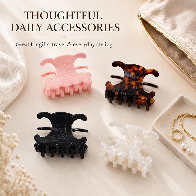 Premium durable acetate butterfly hair clips, 4 Pack. Medium Size Acetate Hair Claw Clips with Secure Hold,Perfect for Updos(2.76 x 1.66 in)