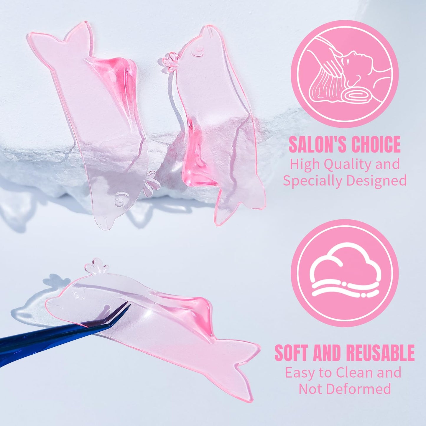 Lomansa Flat Lash Lift Shields Korean Lash Lift Rods Glueless For NO.1 Perm Soften Eyelash Lift Pads Tools (Rose)