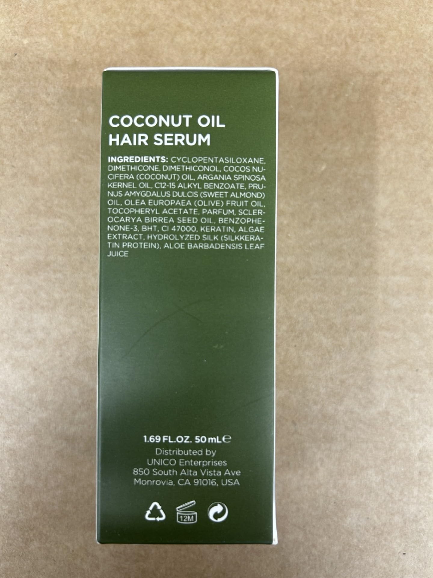 Perfect Hair Coconut Oil Hair Serum - Natural Hair Oil Infused with Raw Virgin Olive Oil, Sweet Almond and Keratin - Smoothing Hair Oil for Frizzy, Dry & Damaged Hair - 50ml (1 Pack)
