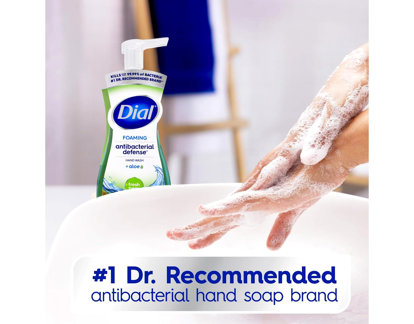 Dial Foaming Antibacterial Defense Hand Wash Fresh Pear Scent With Aloe Pump Bottle 7.5 fl oz (Pack of 3)