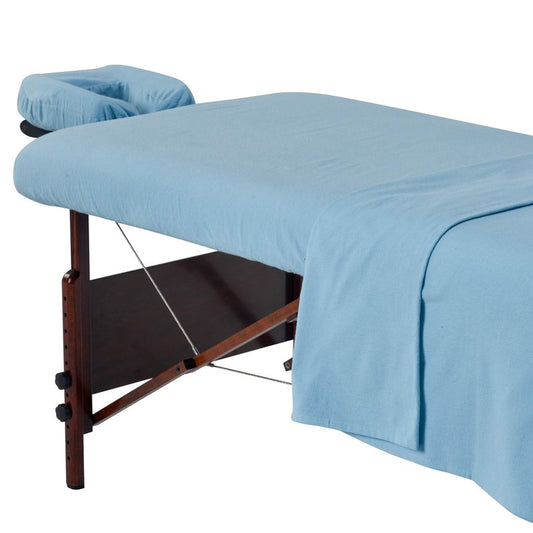 Master Massage Cotton Flannel Sheets Set (3 Piece Set) Massage Table Cover Set, Beauty Salon SPA Bed Replacement Cover, Includes Table Cover, Face Cushion Cover, Table Sheet, SkyBlue