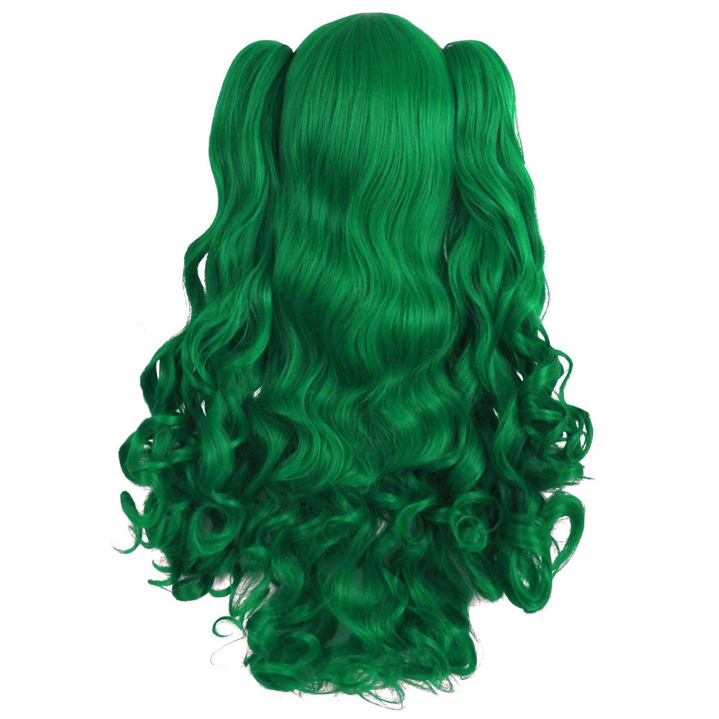MapofBeauty 28-Inch Grass Green Lolita Curly Ponytail Cosplay Wig - Clip-On Style