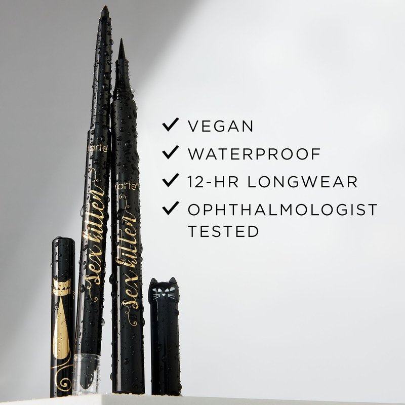 tarte sex kitten liner – Black Full Size Eyeliner Pen with Mineral Pigments for Bold, Nourished Lashes, Waterproof, All-Day Wear, Easy to Apply, Vegan & Cruelty-Free, full size, black