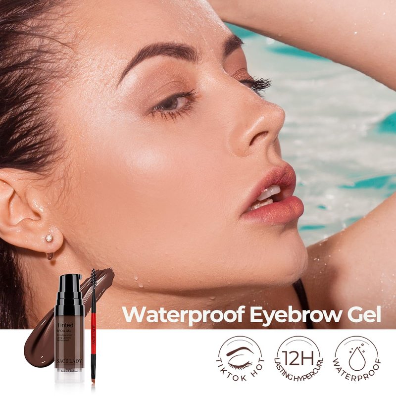 SACE LADY 3D Eyebrow Gel Long Lasting 24 Hours Waterproof Smudge-proof Brow Cream Makeup Kit (02 DARK BROWN, 0.2Fl Oz)