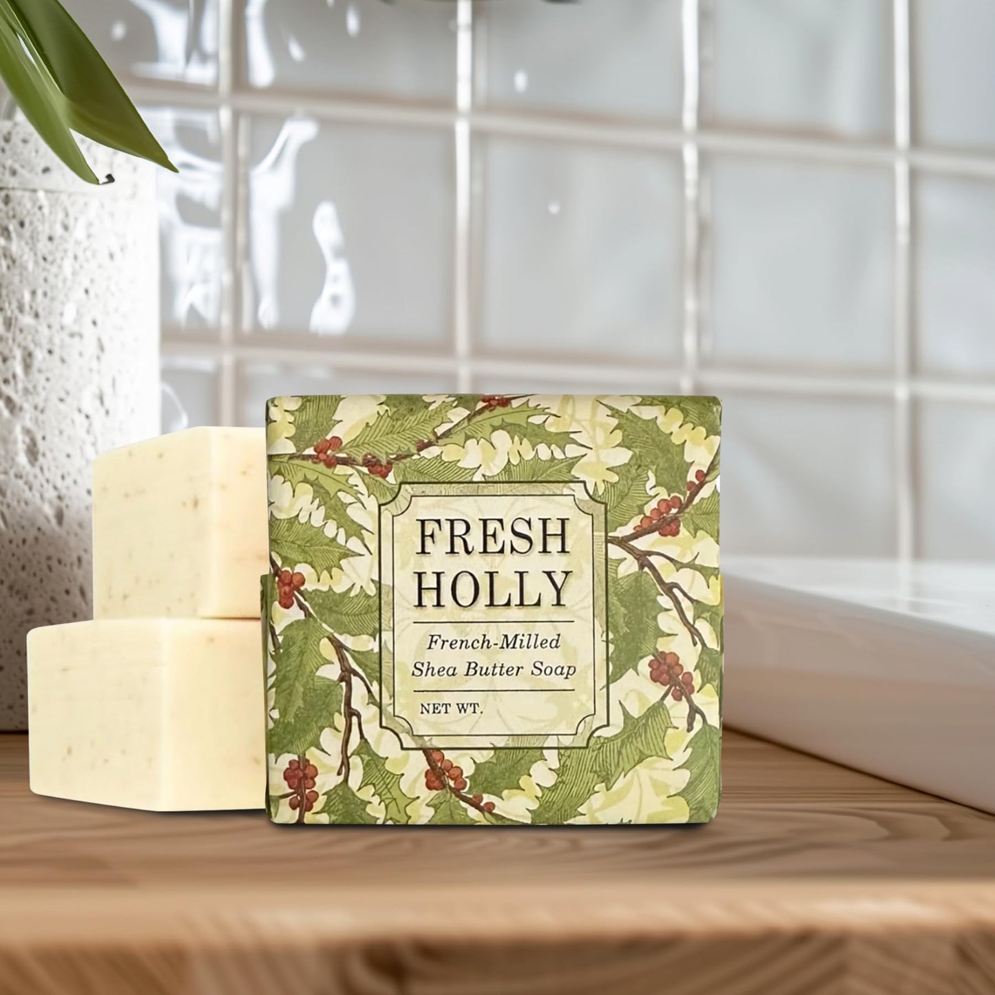 Greenwich Bay Mini Botanical Soap Bars – 12 Pack 1.9 oz Each – Individually Wrapped Guest Soaps for Airbnb, Spa, Travel, Bath – Travel Size Bar Soap Set, Fresh Holly