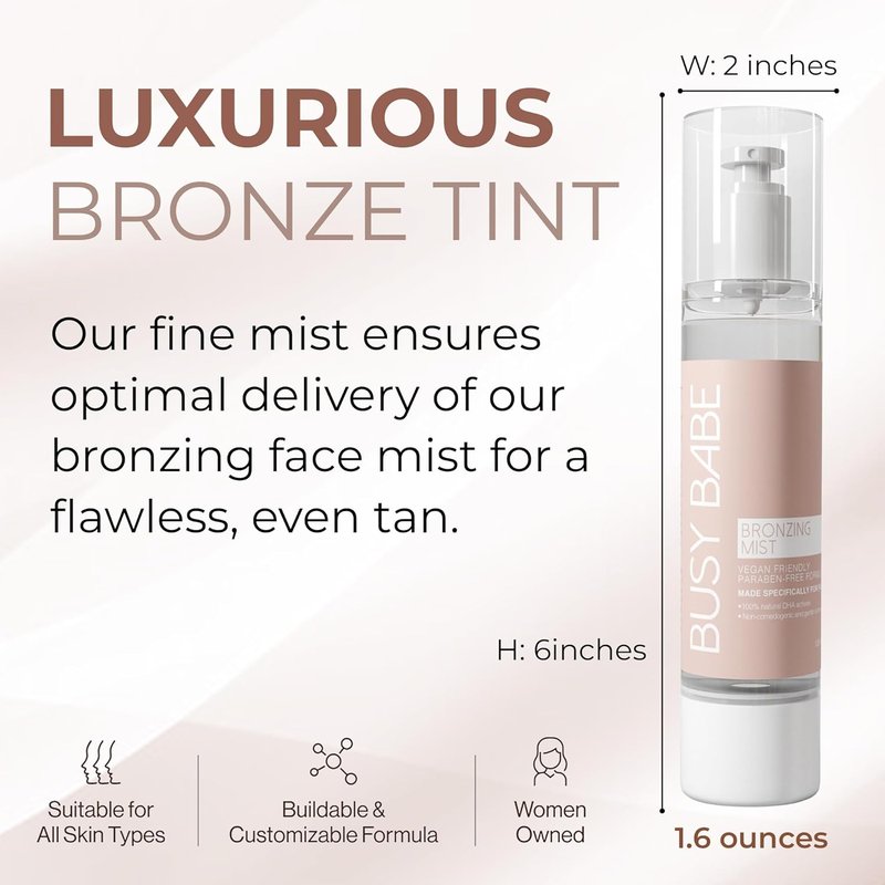 Bronzing Facial Tanning Mist - Natural Self-Tanner Spray for a Flawless Glow | 3.38 Fl Oz