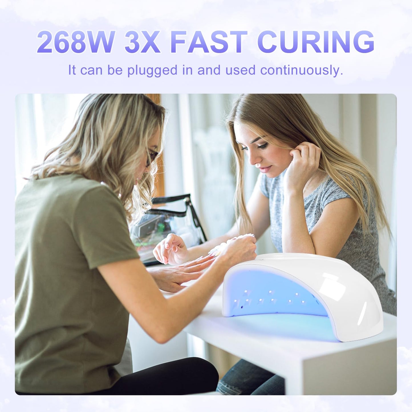 NXJ INFILILA 268W Nail Lamps for Gel Polish Large Space, Faster UV Light for Gel Nails, Professional Flash Cure Nail Dryer with 66Pcs Lamp Beads for Hands & Feet, Quick Dry for Salon & Home