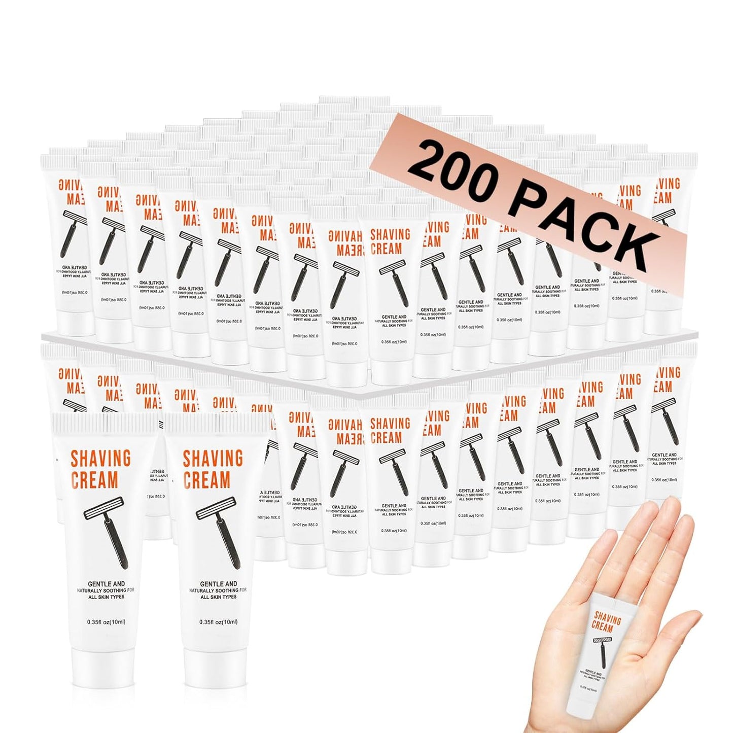 Shaving Cream Bulk | 200 Travel-Sized 10ml Disposable Packs - Jasmine Scent for Hotels & Homeless Services
