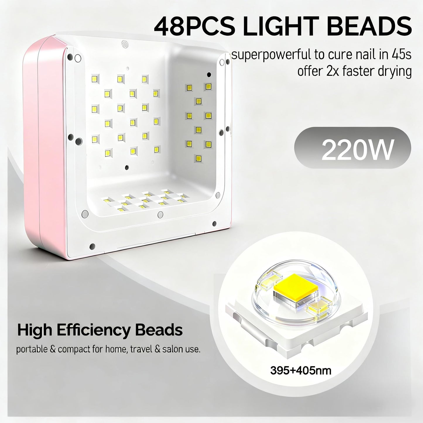 Cordless Nail Lamp, Lumcrissy 220W Professional Nail Dryer with 3 Timer Setting & Auto Sensor, Wireless Fast UV Nail Light Curing Lamp for Salon & Home