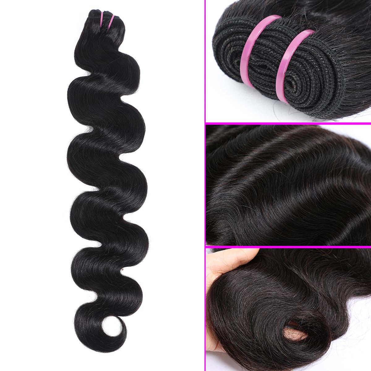 15A Raw Human Hair Bundles Body Wave Human Hair,Triple Lifespan Indian Virgin Hair,No Tangle Shedding,Multiple Washes Keep Texture Silky Soft (1 Bundle Natural Color, 16 Inch)