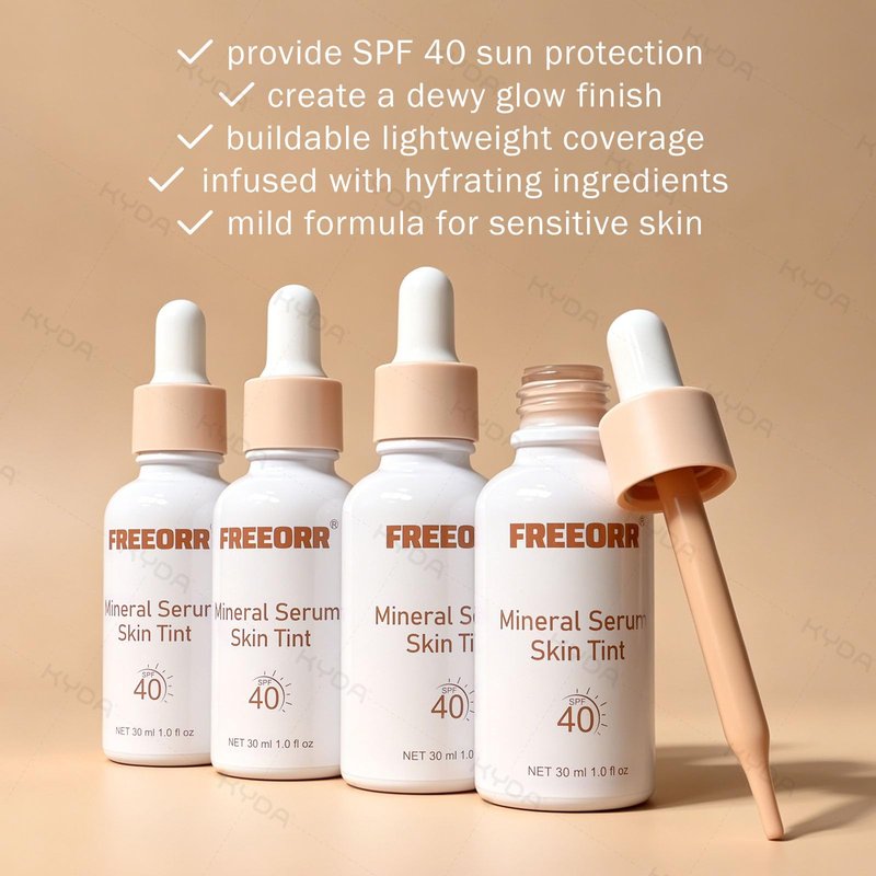 KYDA Skin Tint with SPF 40, Tinted Mineral Sunscreen Serum with Zinc Oxide,Tinted SPF Serum Foundation,Long Lasting Buildable Coverage like Foundation-1 Fl Oz, Nude Beige