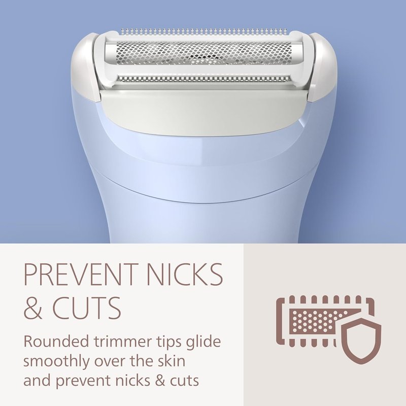 Philips Lady Shaver Series 6000 - Cordless Wet & Dry Electric Shaver for Legs & Body | 3-Blade System, 80 Mins Runtime