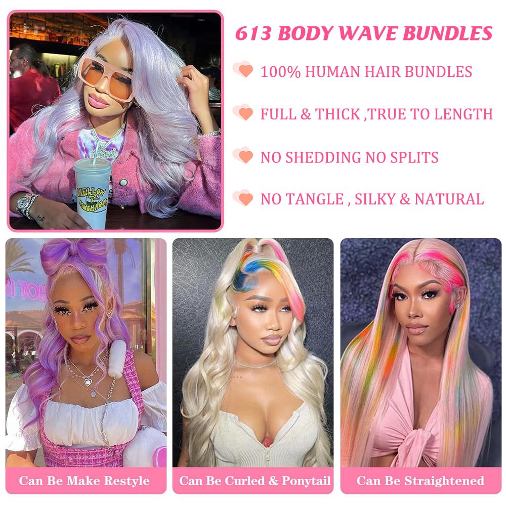 613 Body Wave Bundle 14 Inch Blonde Bundle Human Hair 14A 100% Unprocessed Virgin Human Hair Bundle 613 Bundles Hair Body Wave