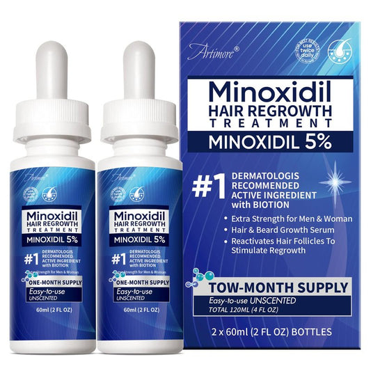 5% Minoxidil Hair Growth Serum for Men & Women with Biotin: Minoxidil for Men and Women, 5 Percent, Hair Regrowth Treatment, Extra Strength