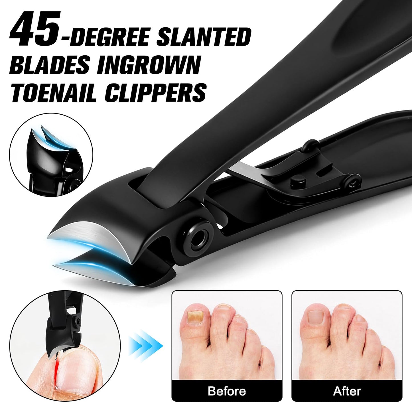 Toenail Clippers for Seniors Thick Toenails, 7-in-1 Ingrown Toe Nail Clippers, Professional Large Podiatrist Toenail Clippers Manicure Pedicure Kit for Men Women