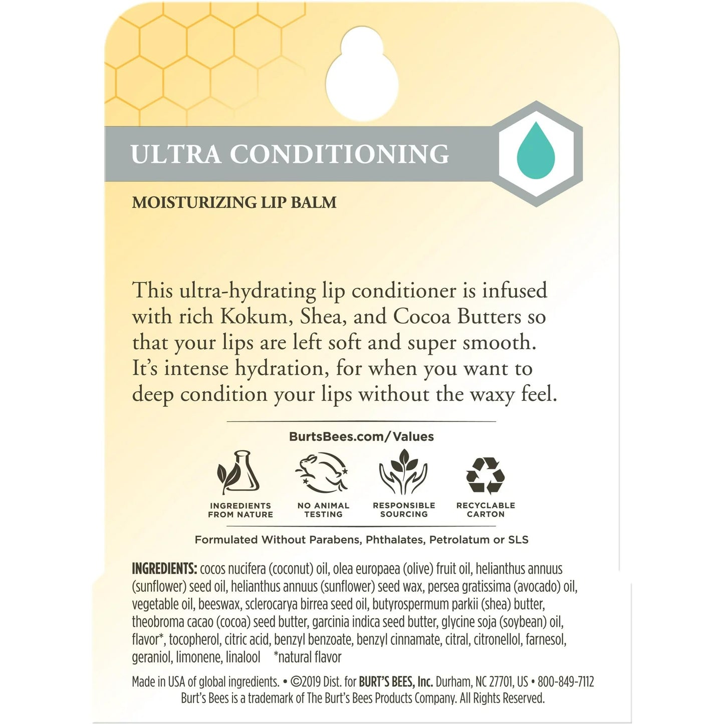 Burt's Bees Lip Balm, Ultra Conditioning with Kokum Butter, 0.15 oz (Pack of 5)