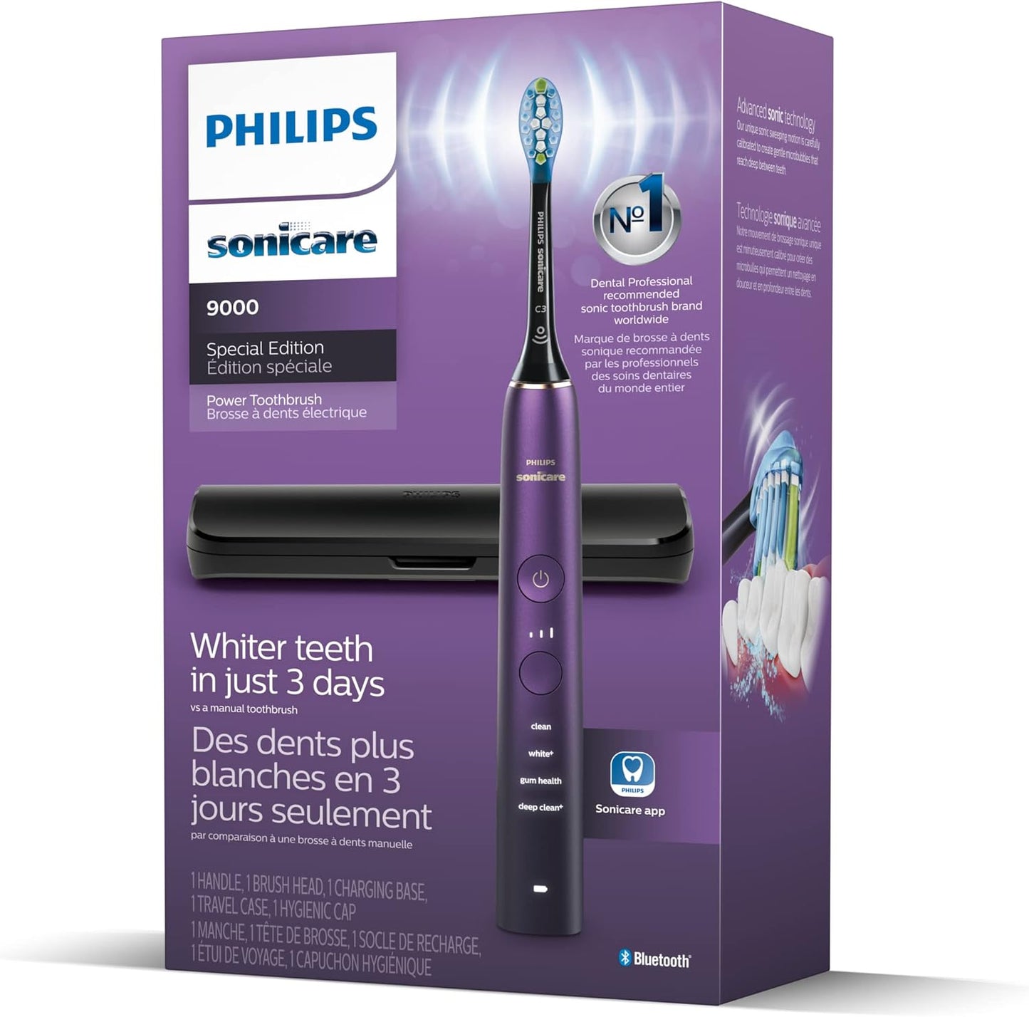 Philips Sonicare DiamondClean 9000 Electric Toothbrush - Smart Sonic Technology, 12 Settings, Travel Case | Amethyst, HX9911/91