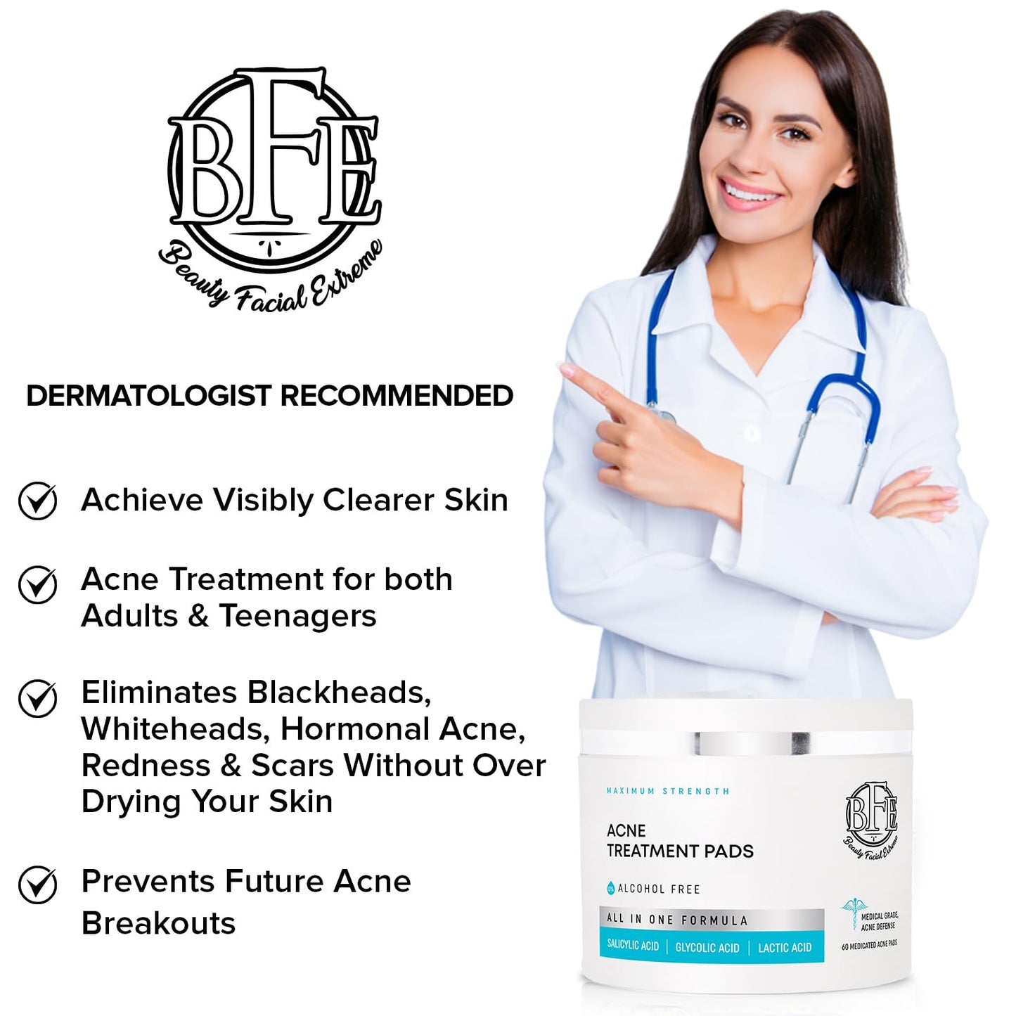 Acne Treatment Pads - Clear Cystic Breakouts & Clogged Pores | Improve Skin Texture & Reduce Dark Spots