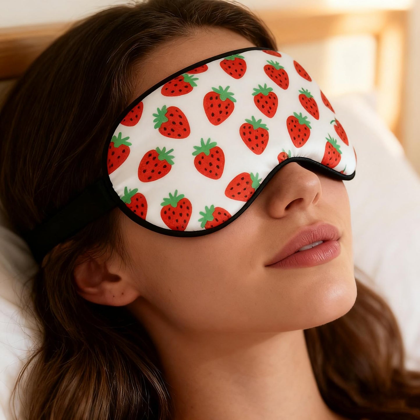 Strawberry Lover Gifts for Women - Strawberry Tote Bag, Makeup Bag, Eye Sleep Mask Gift Set for Girls - Birthday, Christmas, Thank You Gifts for Mom, Teacher, Friend, Sister, Nurse (Strawberry)