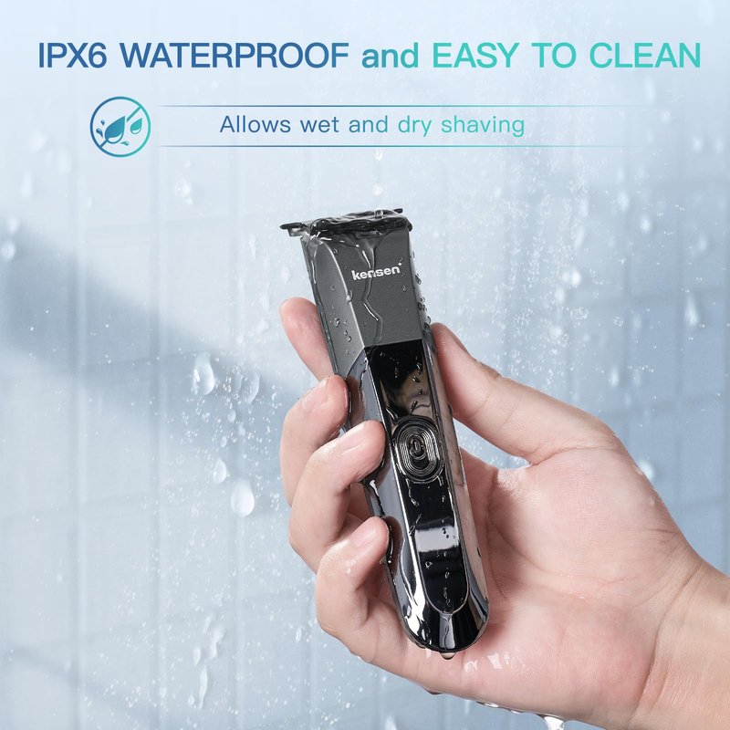 KENSEN Adjustable Beard Trimmer for Men - Professional Electric Trimmer with Ceramic Blades, Mustache Trimmer for Men 1-5mm Length Settings IPX6 Waterproof 90 Min Runtime Gifts for Men