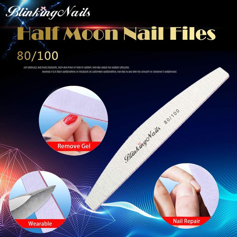 Abrasive Nail File Set - 80/100 Grit Professional Washable Acrylic Buffers | 10 Pcs Manicure Tools for Nail Art Care