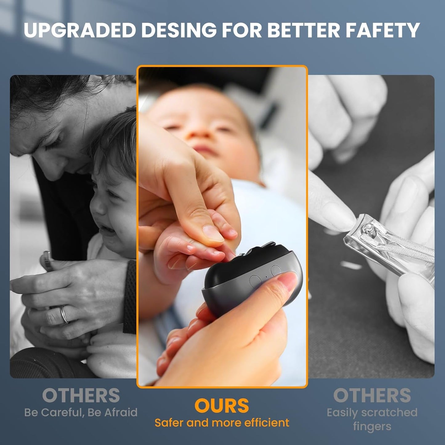 Electric Nail Clipper - 3-in-1 Automatic Fingernail Trimmer & Polisher with LED Light | USB Rechargeable, 2 Speed Gears, Safety Cutter for All Ages (Grey)