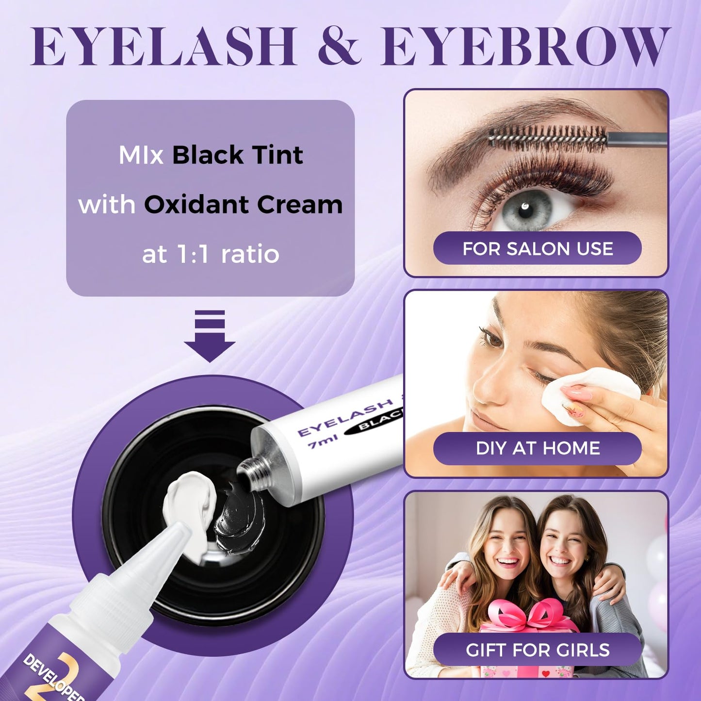 Eyelash & Eyebrow Tint Kit,Eyebrow Tint Kit, Professional Instant Lash & Brow Color Kit black