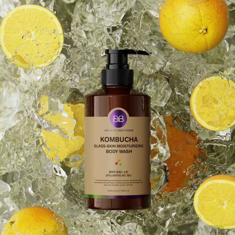 Kombucha Glass-Skin Body Wash - K-Beauty Nourishing Cleanser with Pear Juice & Pomegranates | 16.9 fl. oz.