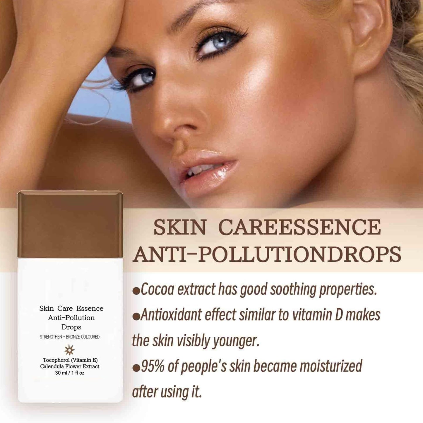 Bronzer Drops for Face & Body | Self-Tanning Peptide Serum with Anti-Aging & Anti-Pollution | Vegan Liquid Bronzer Drops, Cruelty-Free, Streak-Free Natural Glow