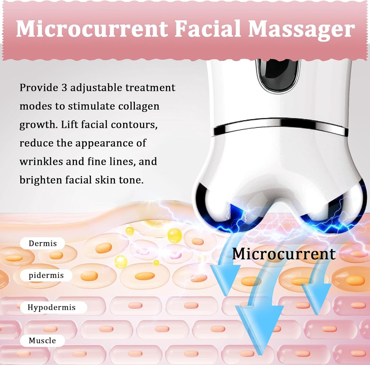 Microcurrent Face Device - USB Facial Shaping Tool for Wrinkle Removal & Anti-Aging | Mini Face Lift Device (White)