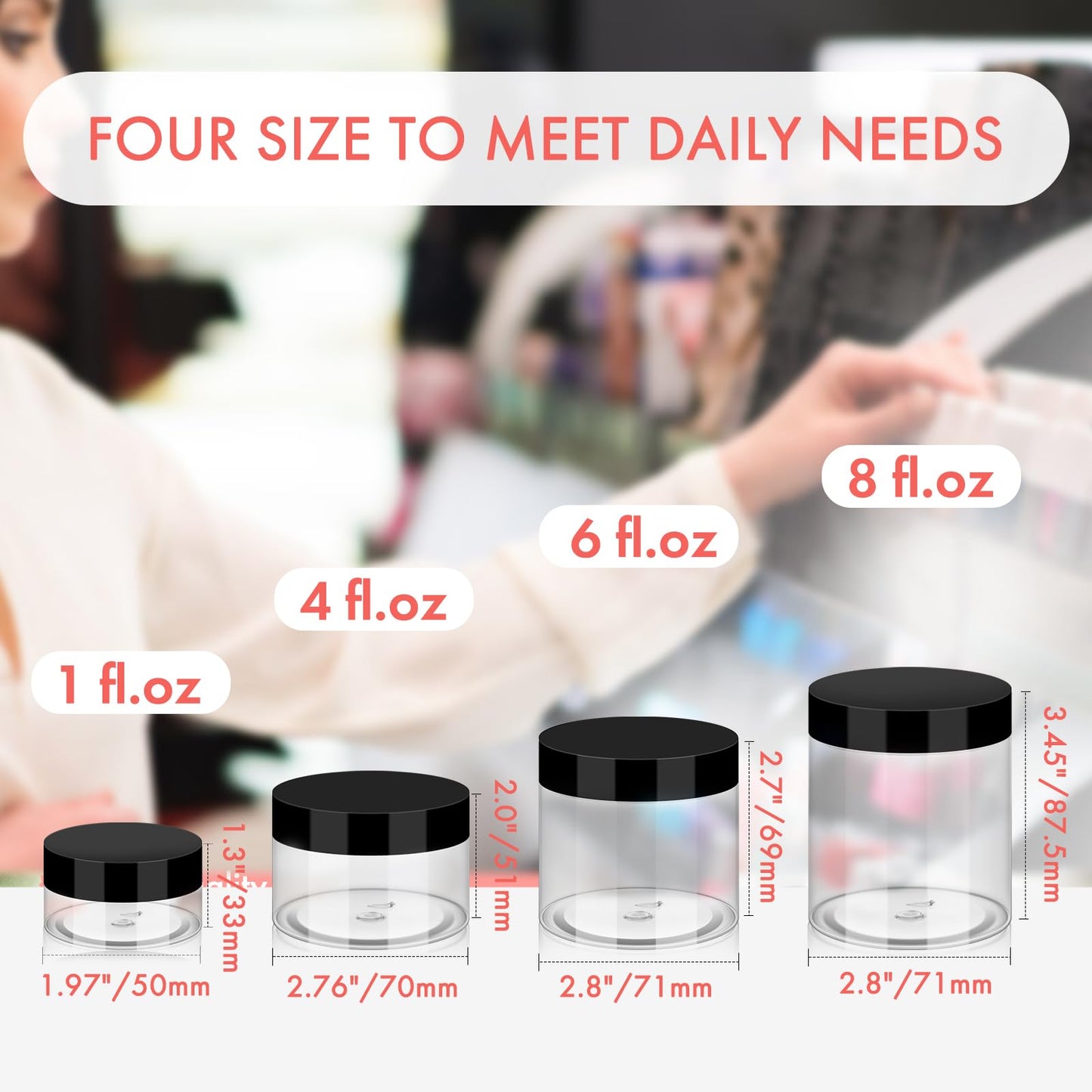 6 oz Small Size Containers 40 Pack, Empty Plastic Jars with Leakproof Lids