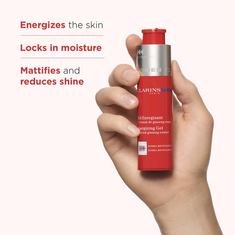 CLARINSMEN Energizing Gel | Cool, Mattifying Gel Moisturizer For Men| Energizes Skin and Locks In Moisture | Mattifies and De-Shines | Invisible, Non-Sticky Texture | All Skin Types | 1.7 Ounces