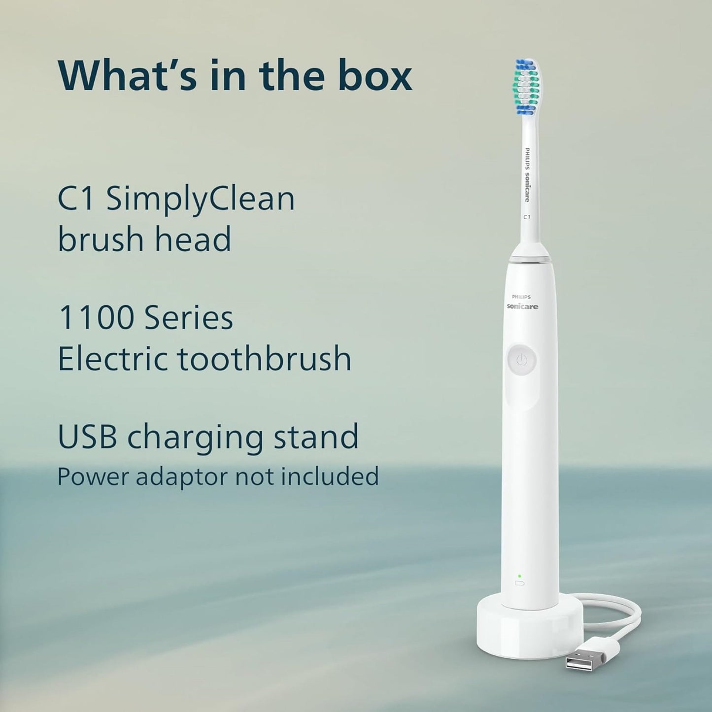 Philips Sonicare HX3411/05 Electric Toothbrush DailyClean 1100 with QuadPacer & Smartimer - (Mint Blue)