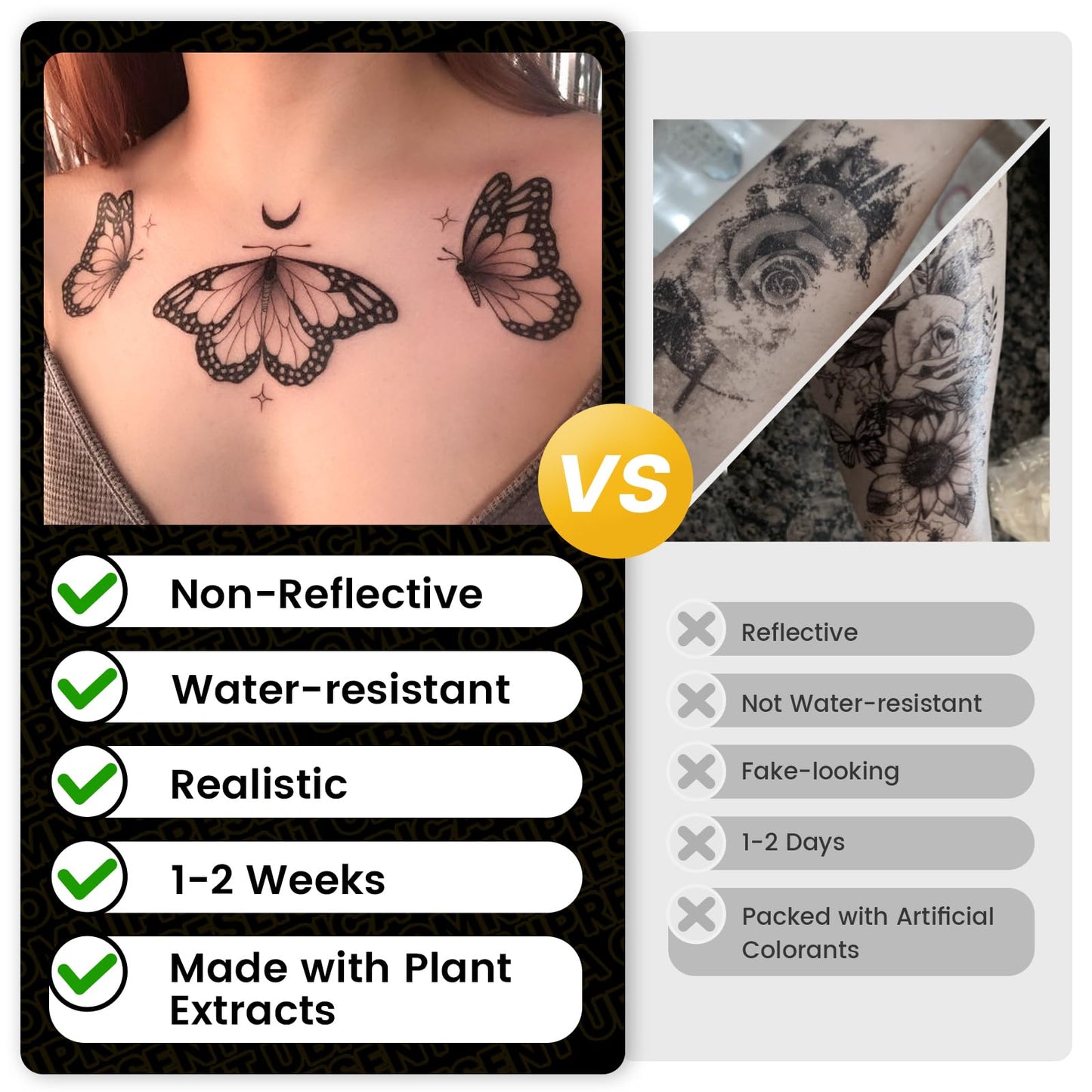 UBICA Semi Permanent Tattoo, Tropical Tiny Temporary Tattoo Designs(Shells, Starfish, Turtles, Dolphin, Hibiscus), Waterproof & Non-Reflective, Lasts 1–2 Week, for Vacation, Party, Festival
