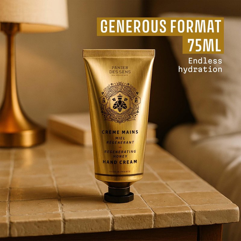 Panier des Sens – Honey Hand Cream – Moisturizing Hand Lotion for Dry Skin – Premium French Hand Cream, Softening Care for Women, 97% Natural Ingredients, 2.5 Fl Oz