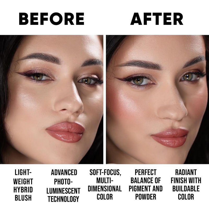 Brighten Lighting Marbleized Blush - Lightweight Shimmery Satin Face Makeup | Cruelty-Free, Shape & Contour