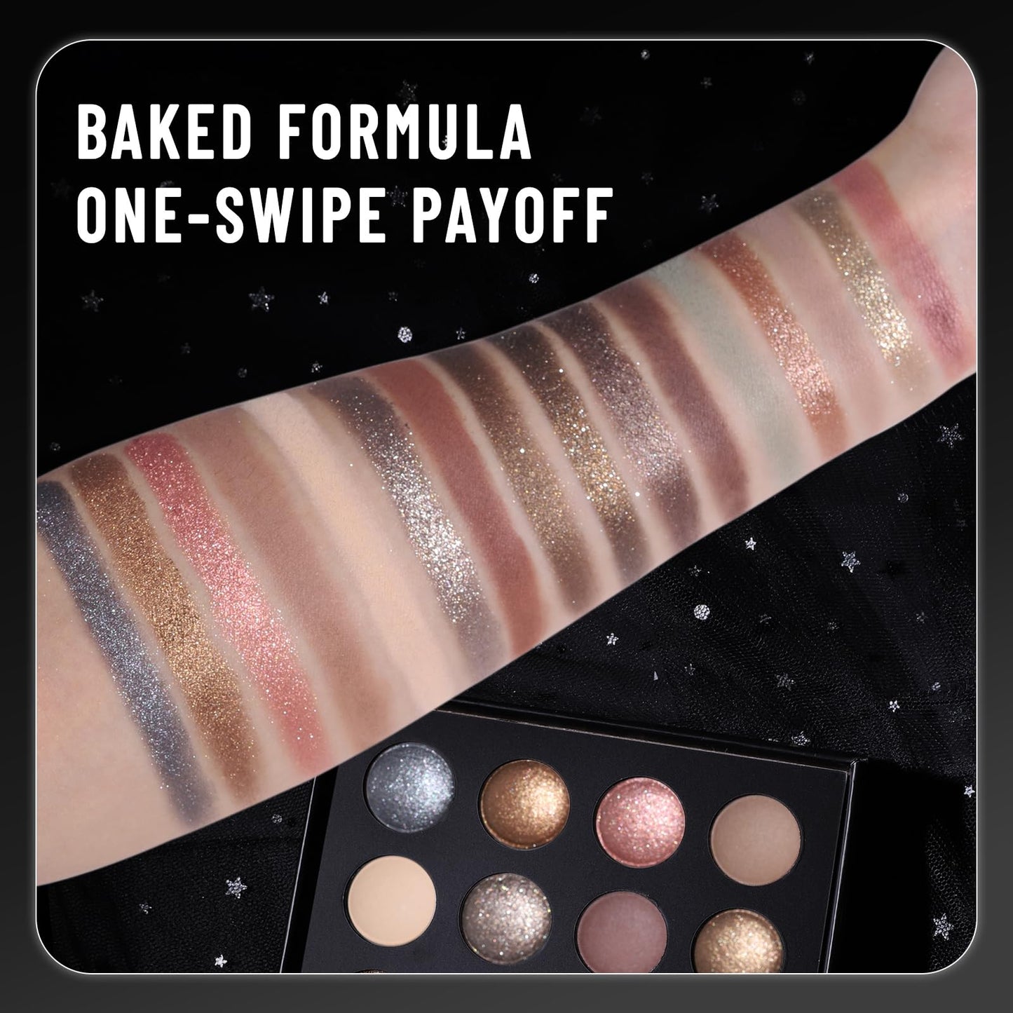Baked Eyeshadow Makeup Palette - 16 Pigmented Soft Neutrals, Taupe Earth Tones & Smoky Shades with Glitter, Matte & Metallic Finishes, Long-Wear Blendable Eye Shadow Make Up Pallet for All Skin Tones
