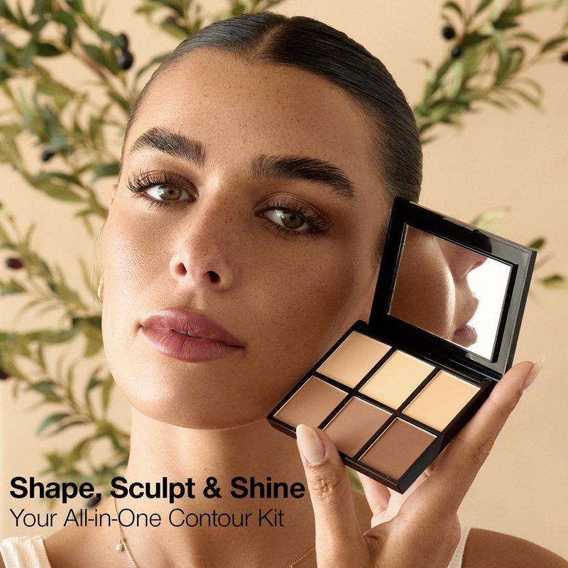 Palladio Contour and Highlight Palette - Sculpting Shades with Blendable Satin Finish | 6 Colors for Flawless Definition
