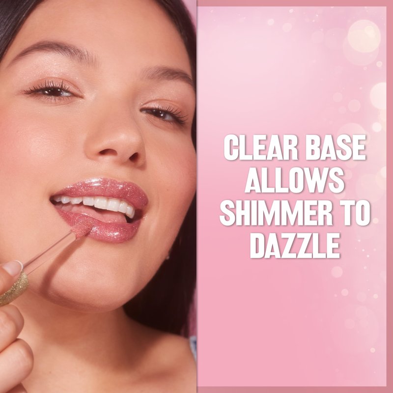 REVLON Super Lustrous Glimmer Gloss, Non-Sticky Hydrating Lip Gloss, High-Shine Sheer Shimmery Finish, Plant-Based Glitter, 005 Glazed Almond, 0.13 fl oz