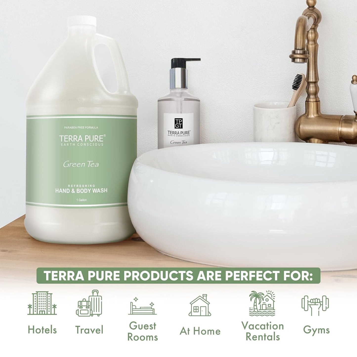 Terra Pure Body Wash & Hand Soap - One Gallon Refill for Dispensers | Eco-Friendly Formula