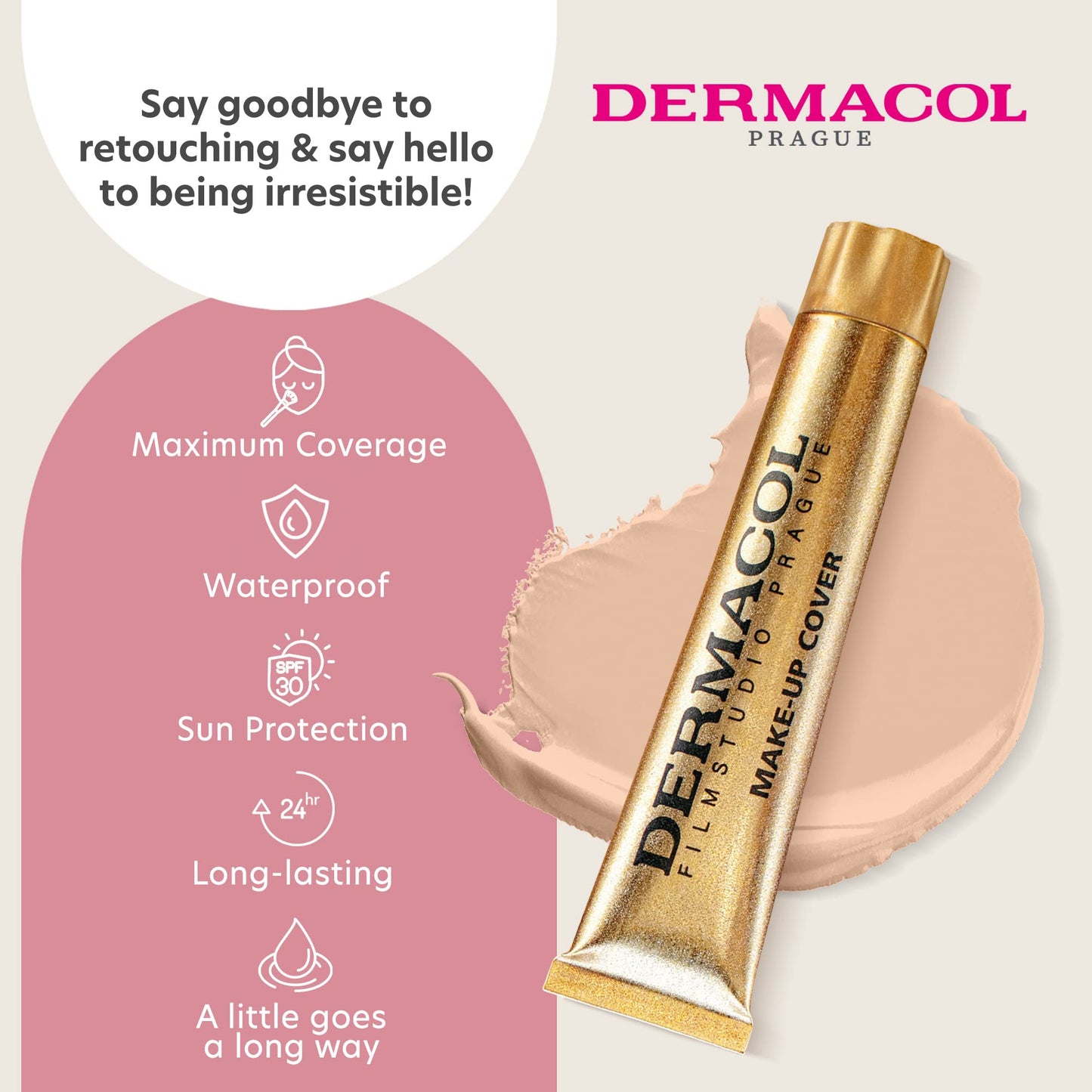 Dermacol - Full Coverage Matte Foundation with SPF 30, Waterproof Foundation for Oily Skin, Acne, & Under Eye Bags, Long-Lasting Makeup, 30g - Shade 208